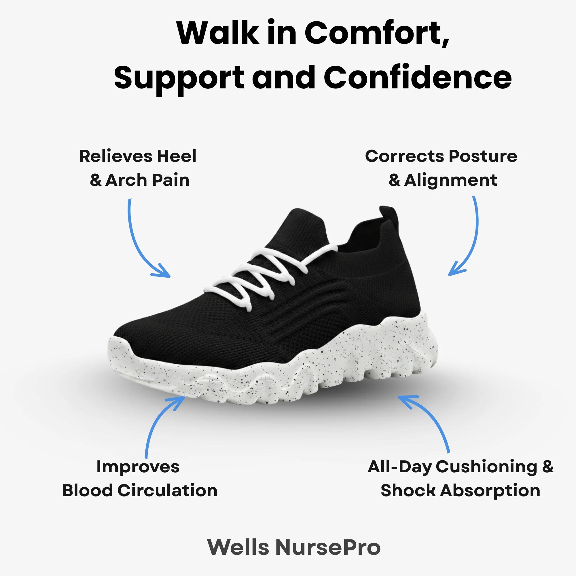 Wells NursePro - Orthopedic Unisex Support Walking Shoes