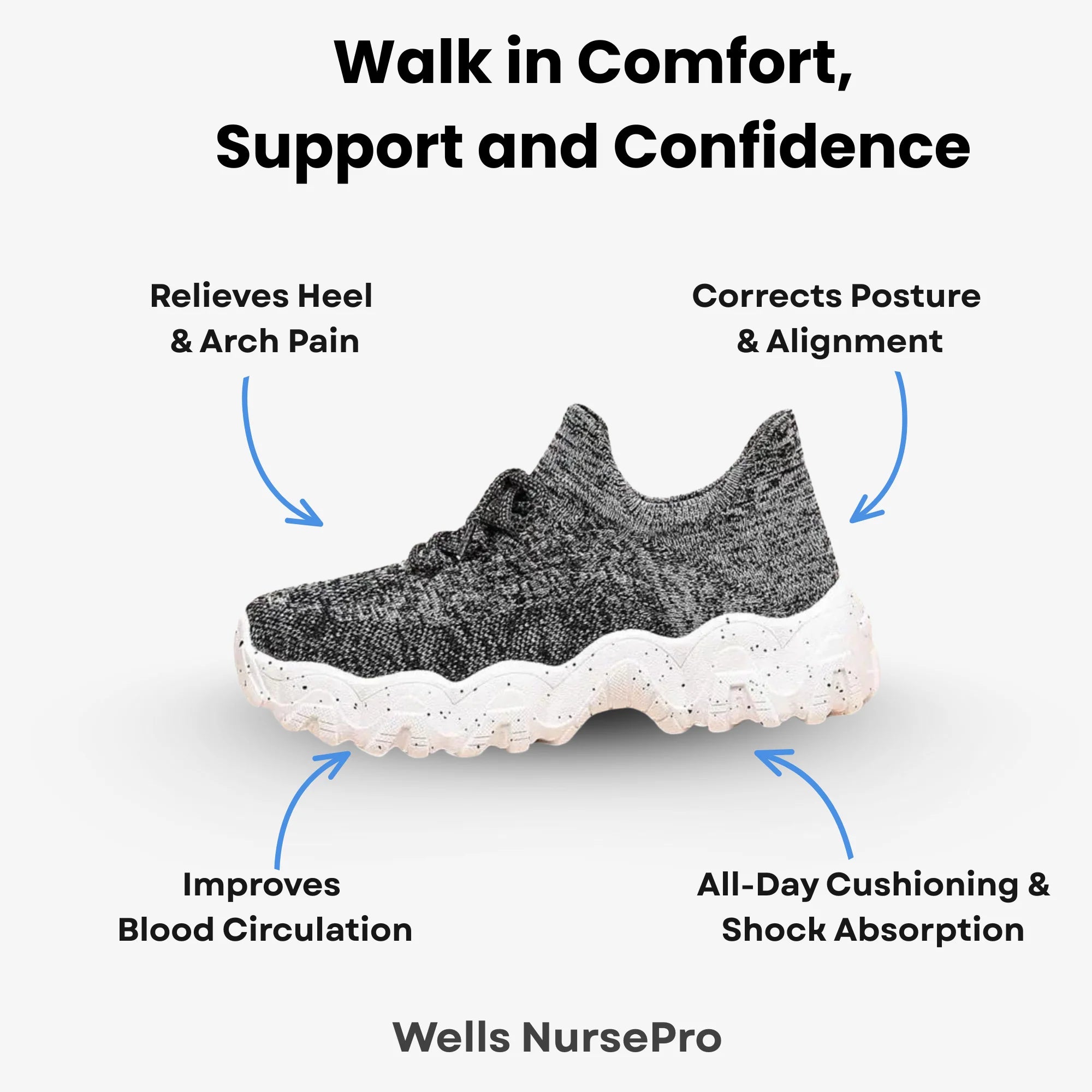 Wells NursePro - Orthopedic Unisex Support Walking Shoes