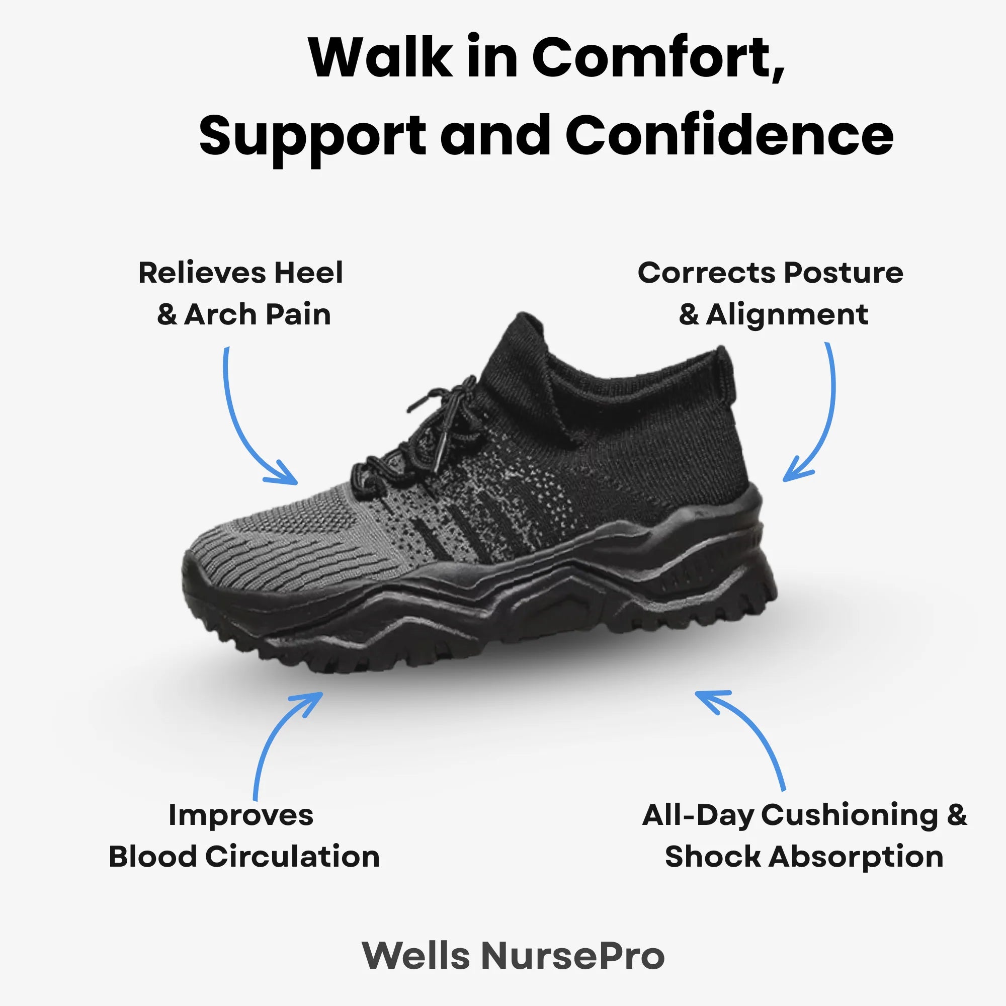 Wells NursePro - Orthopedic Unisex Support Walking Shoes