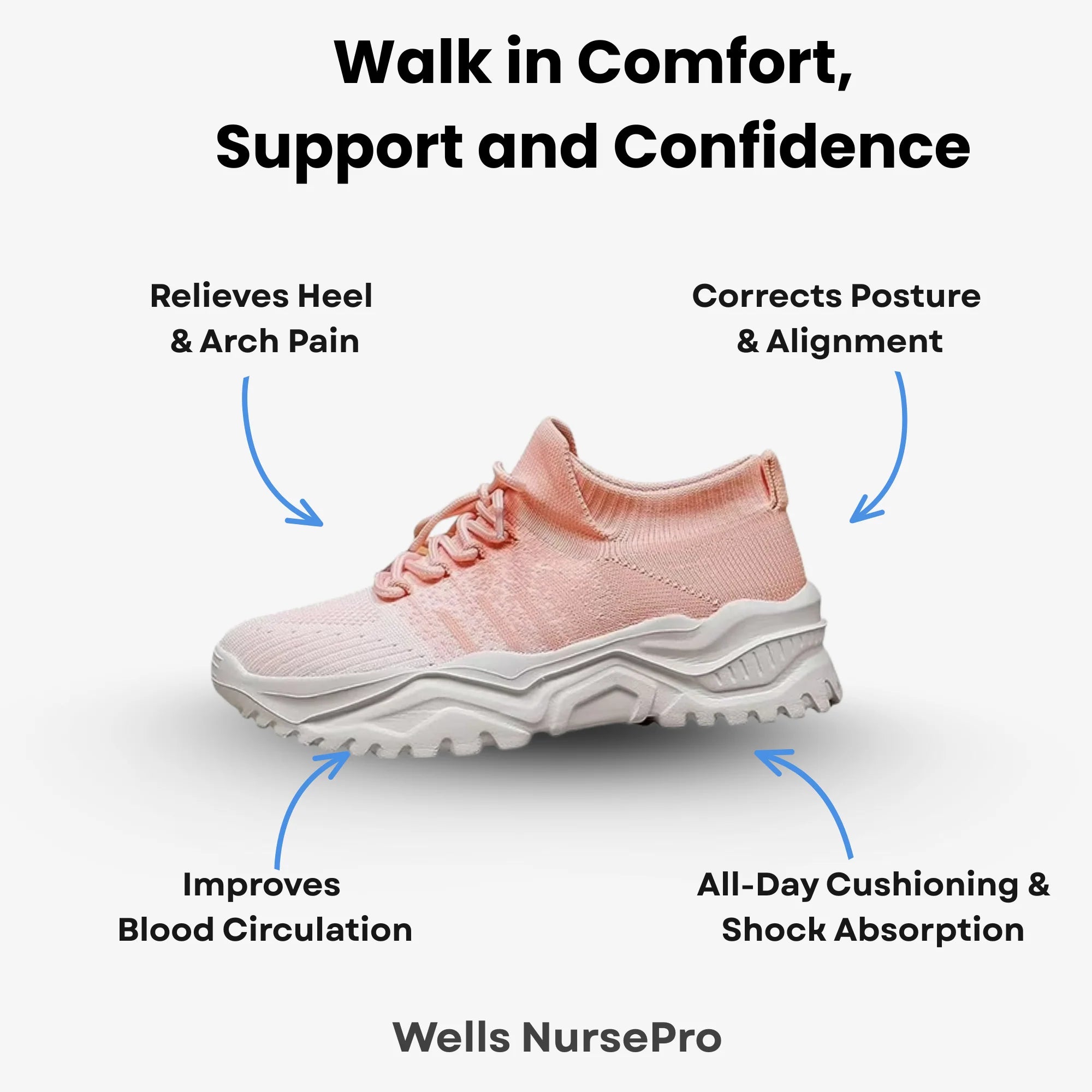 Wells NursePro - Orthopedic Unisex Support Walking Shoes
