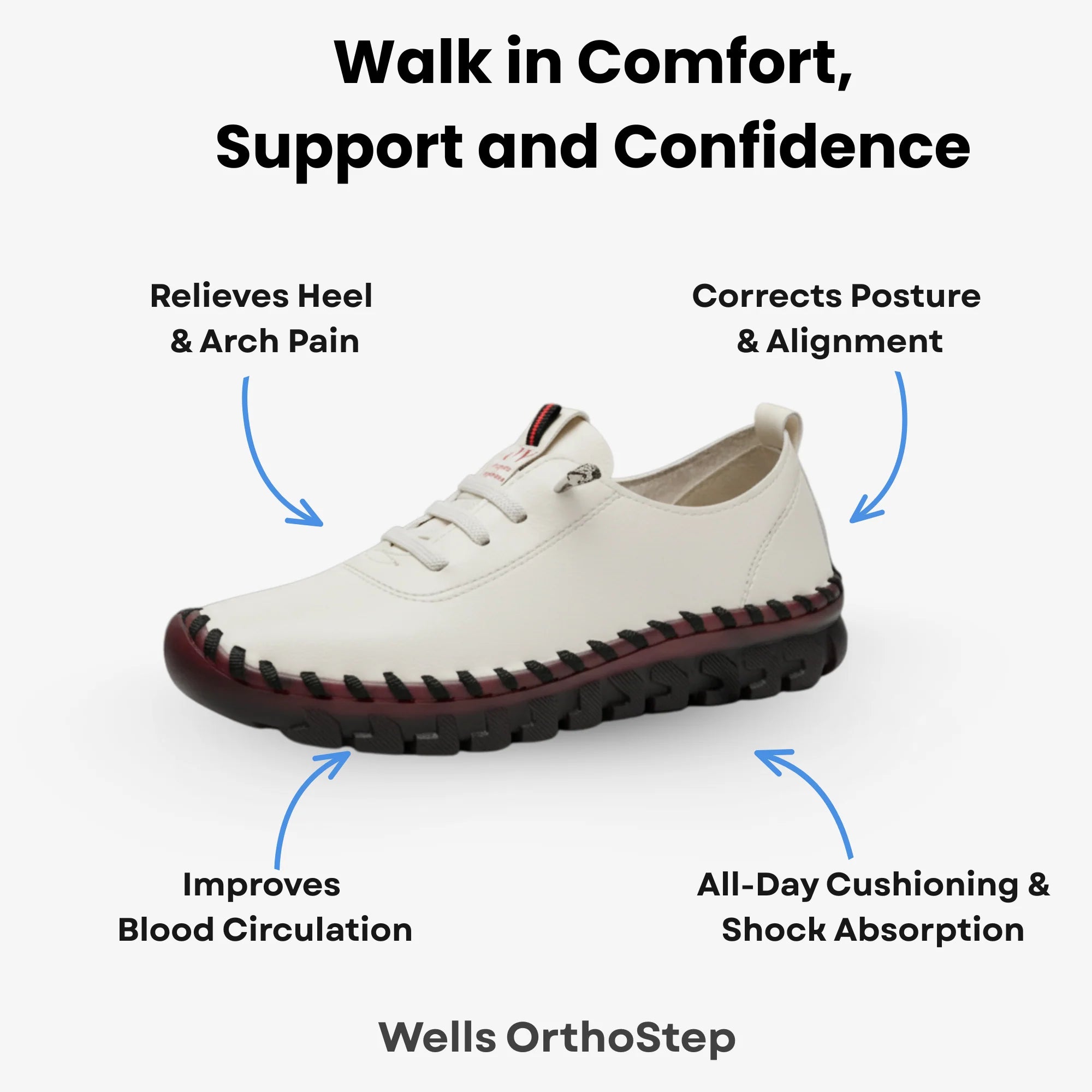 Wells OrthoStep - Lightweight Comfort Oxford Shoes with Soft Sole