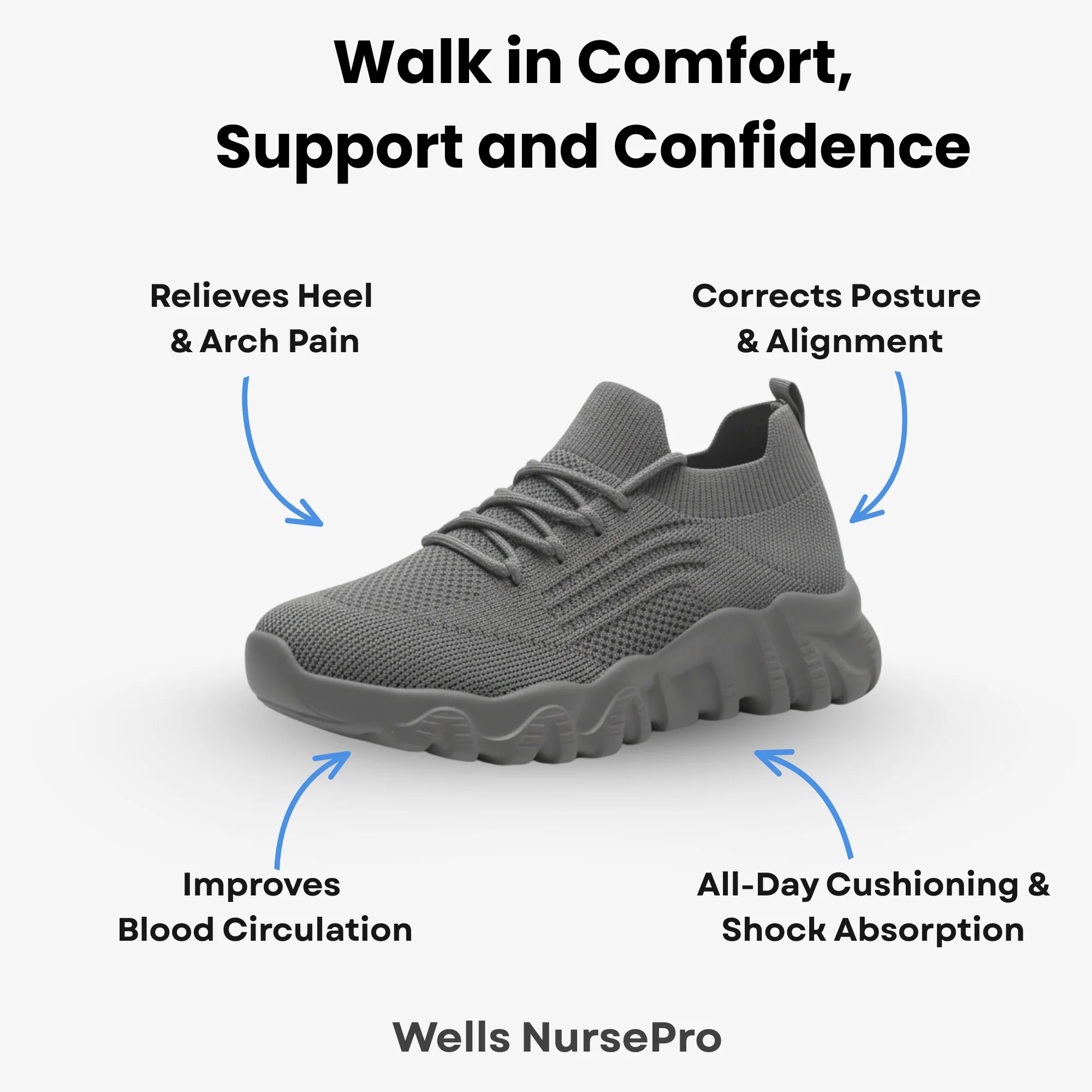 Wells NursePro - Orthopedic Unisex Support Walking Shoes